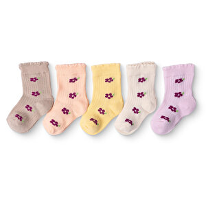 HelloBaby 5'li Soket Çorap, Lila, 0-6 Ay